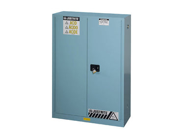 Justrite 45-Gallon, 2 Shelves, 2 Doors, Self Close, Corrosives/Acid Steel Safety Cabinet, Sure-Grip® EX, Blue